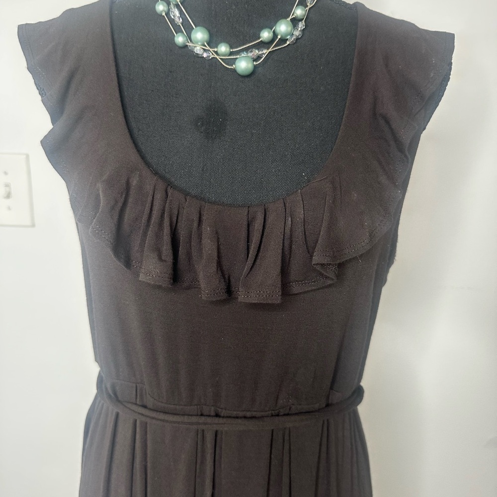 New York & Company Chocolate Ruffle Midi Dress - Picture 3 of 7